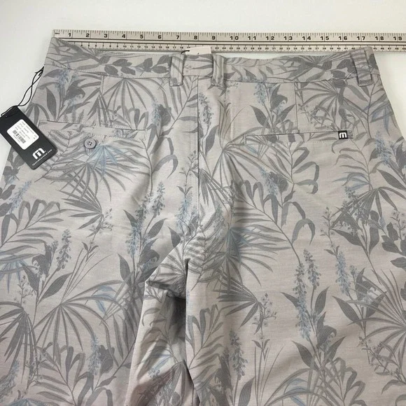 Travis Mathew Coastal Canyon Heather Light Grey Floral Shorts Mens Size 34 Chino - Picture 5 of 8